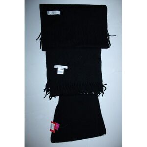 Uniqlo Isaac Mizrahi Assorted Brand Black Knit Lot of 3 Cashmere Scarves